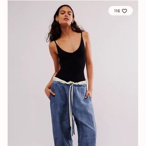 NWT Free People Woodrose Deli Double Waist Linen Pants/XS